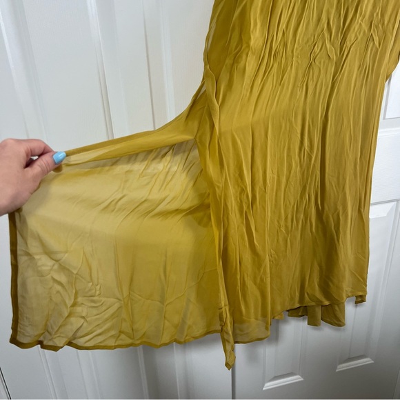 J. Peterman Company The Evening Caftan Gown Beaded Maxi Dress MuMu Yellow Gold M - Picture 11 of 16